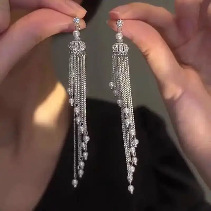 DINGABIYUCN Geometric Drop Earrings For Women CZ Bridal