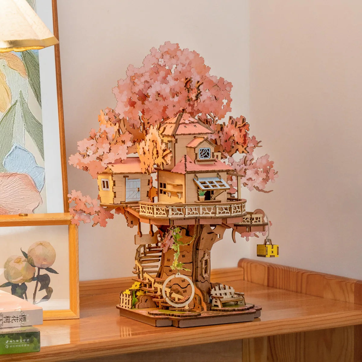 Robotime Sakura Tree House 3D Wooden Puzzle Kit for Adults