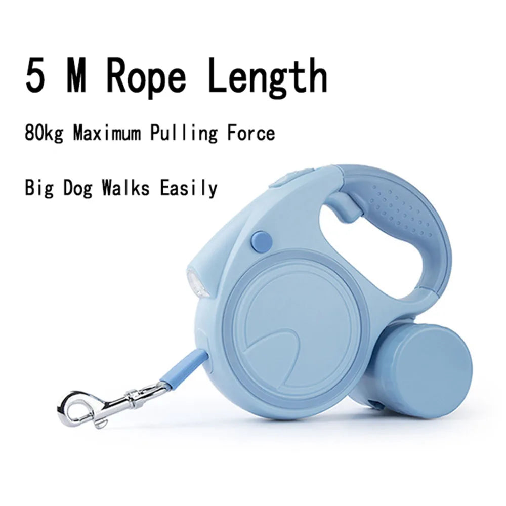 CN Retractable Dog Leash With LED Lights And Bag Dispenser