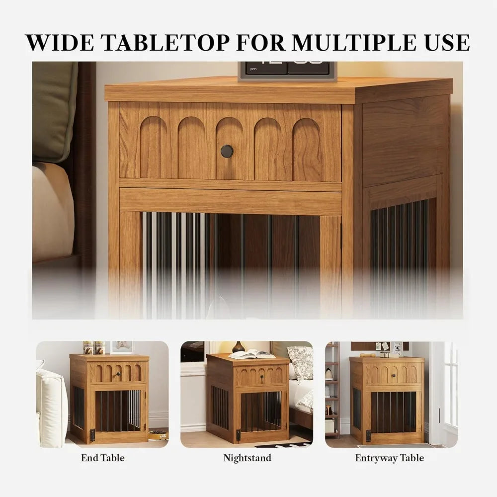 Hign-concerned Dog Crate Furniture End Table With Drawer
