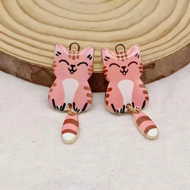 Charms Enamel Cat Charms for Jewelry Making Pendants