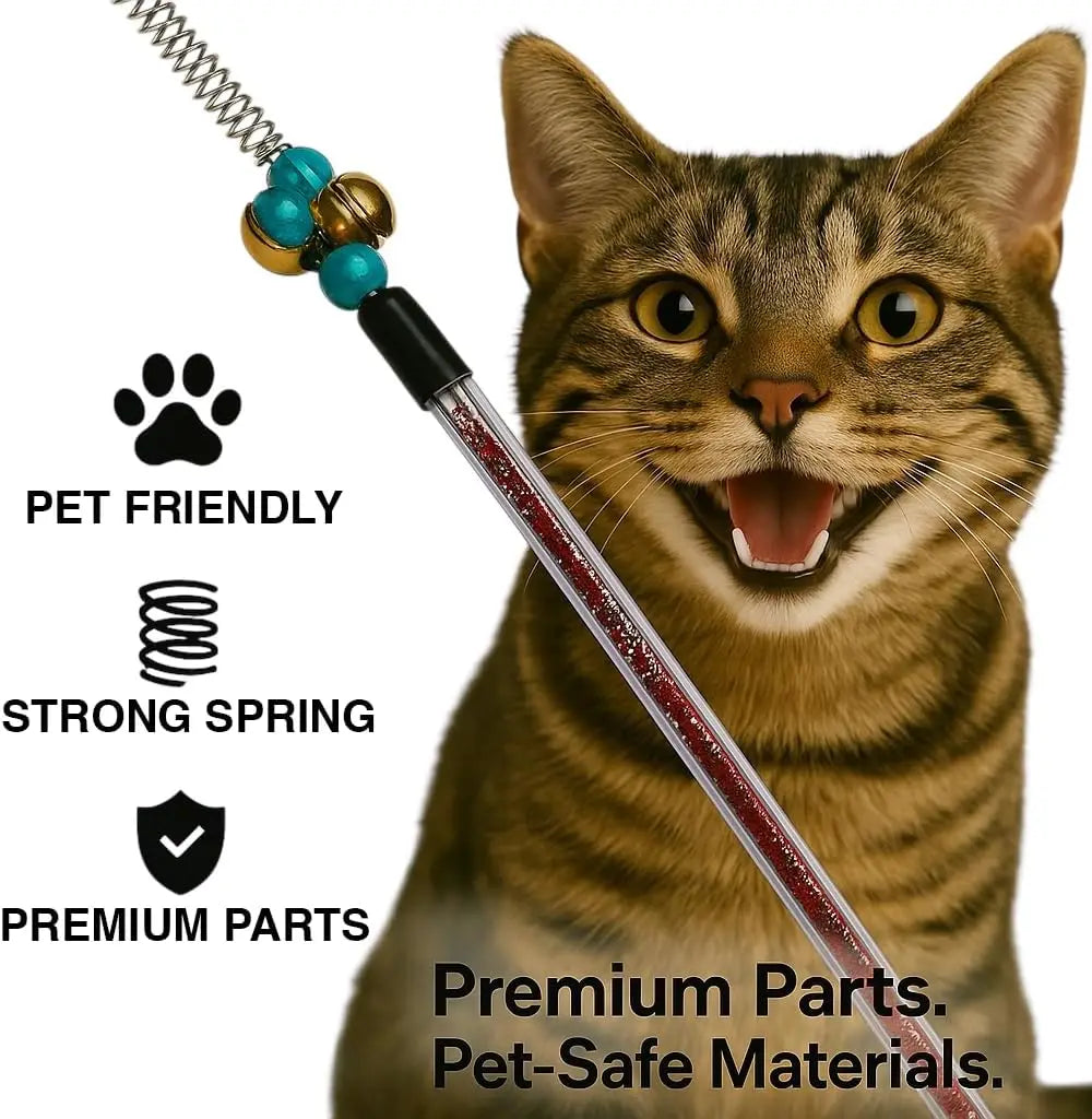 Cat Feather Wand Toy 5 Piece Interactive Set For Cats