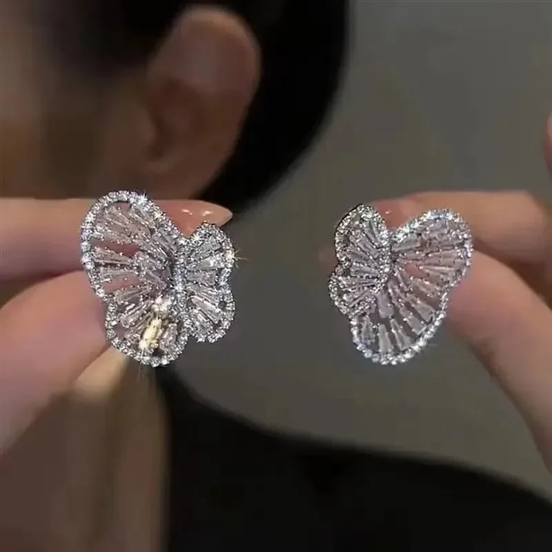 DINGABIYUCN Geometric Drop Earrings For Women CZ Bridal