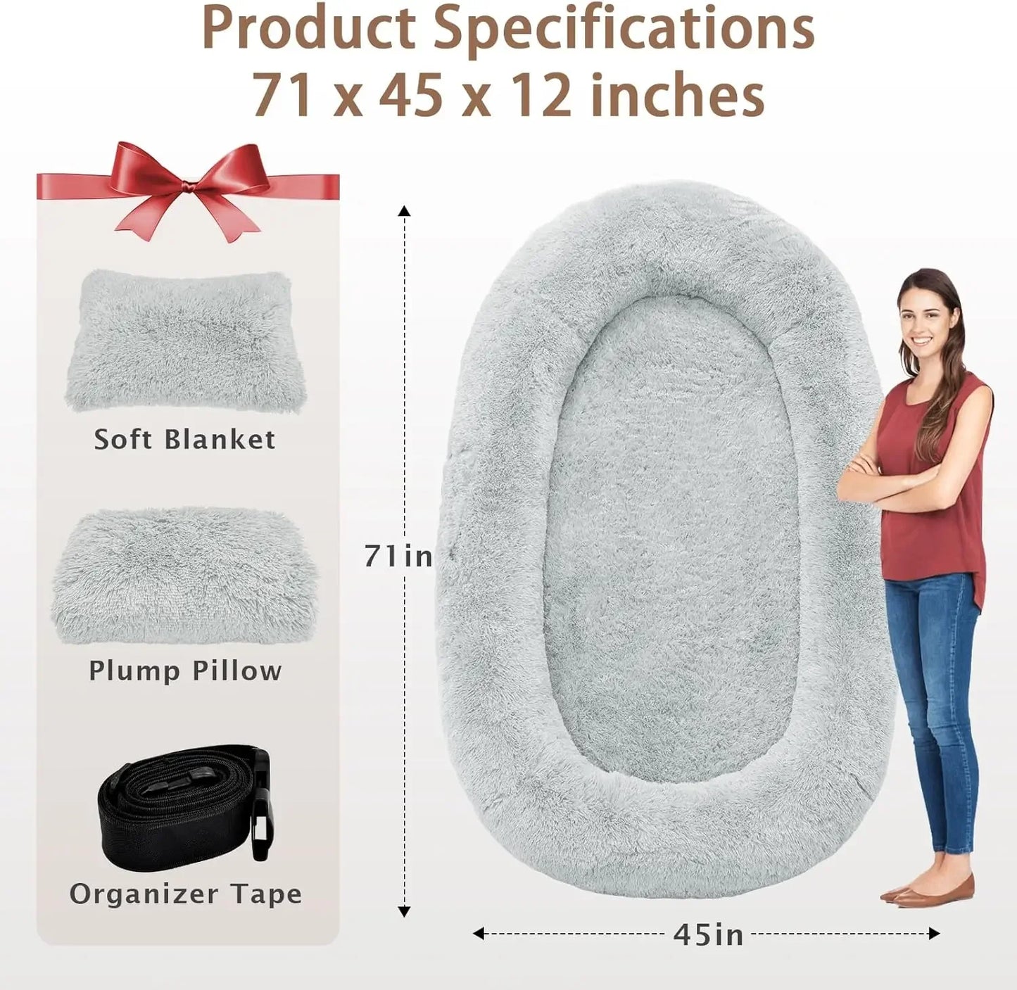 XMSJ Human Dog Bed Memory Foam Pillow Lounge Ultimate Mat