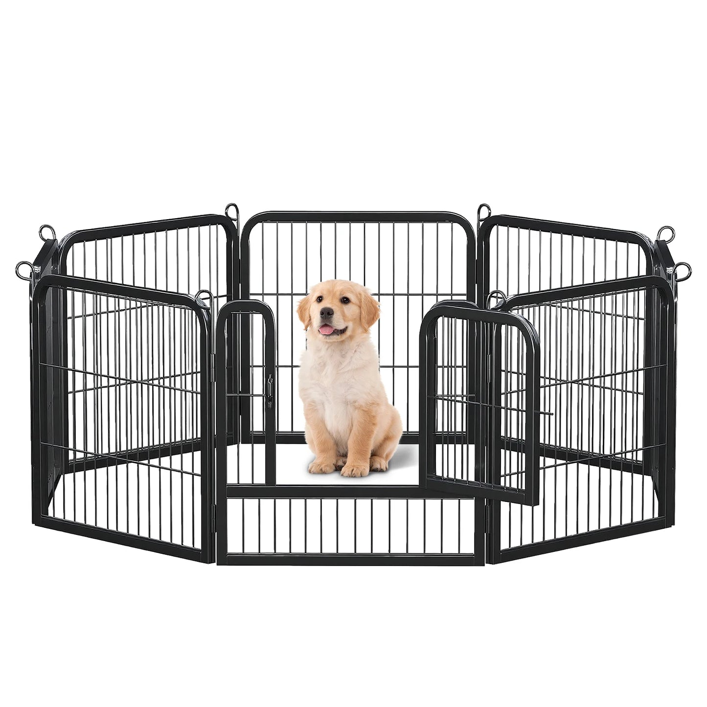 PEQULTI Heavy Duty Metal Puppy Playpen Indoor Outdoor Use