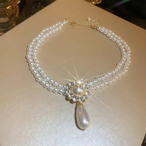 Rinhoo Pearl Tassel Necklace For Women Minimalist Jewelry