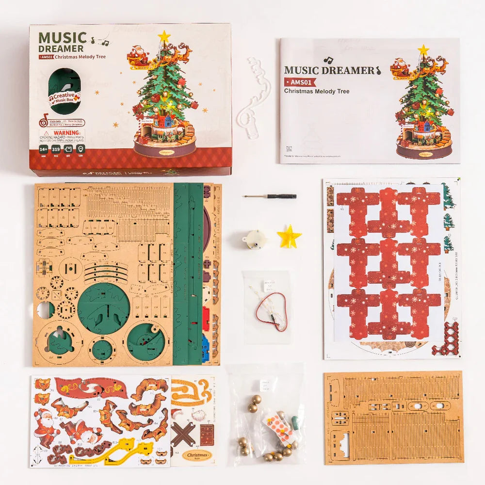 Robotime Rolife Christmas Melody Tree Music Box 3D Puzzle