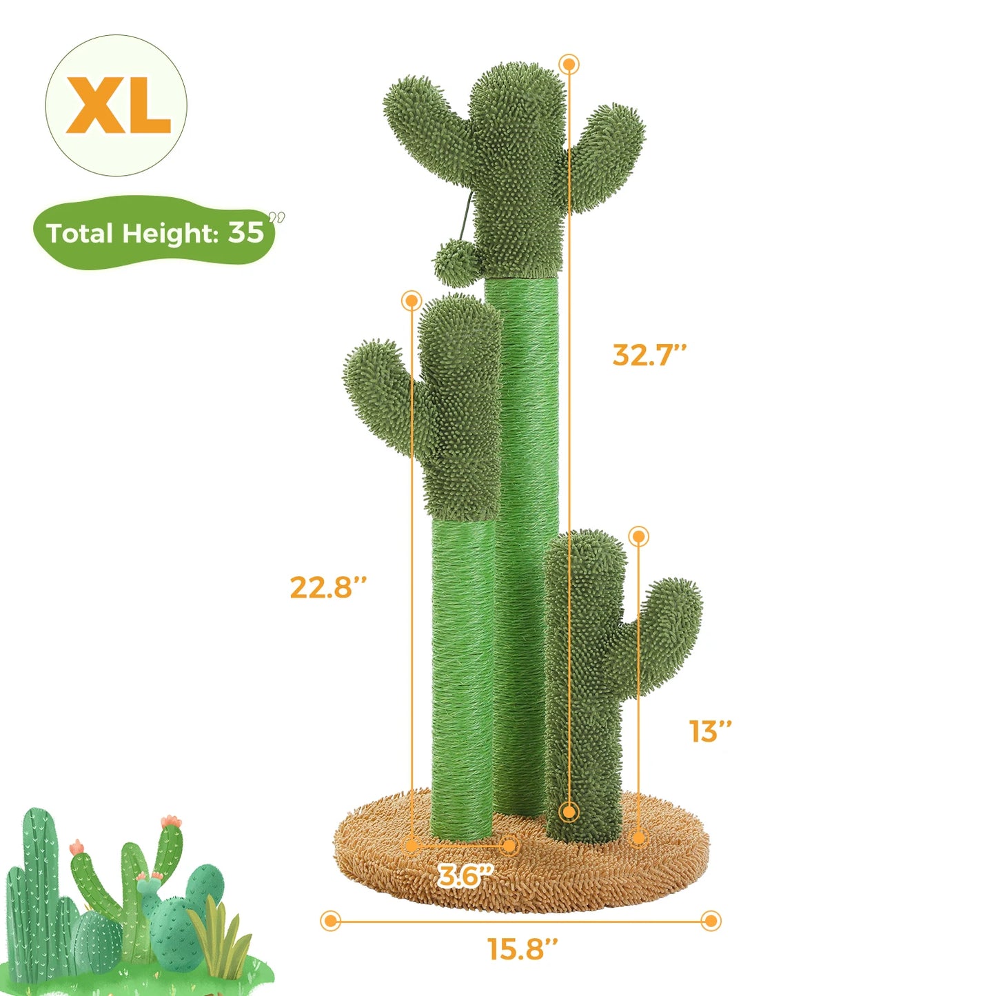 PEQULTICN Cactus Cat Tree With Condo And Hammock For Indoor