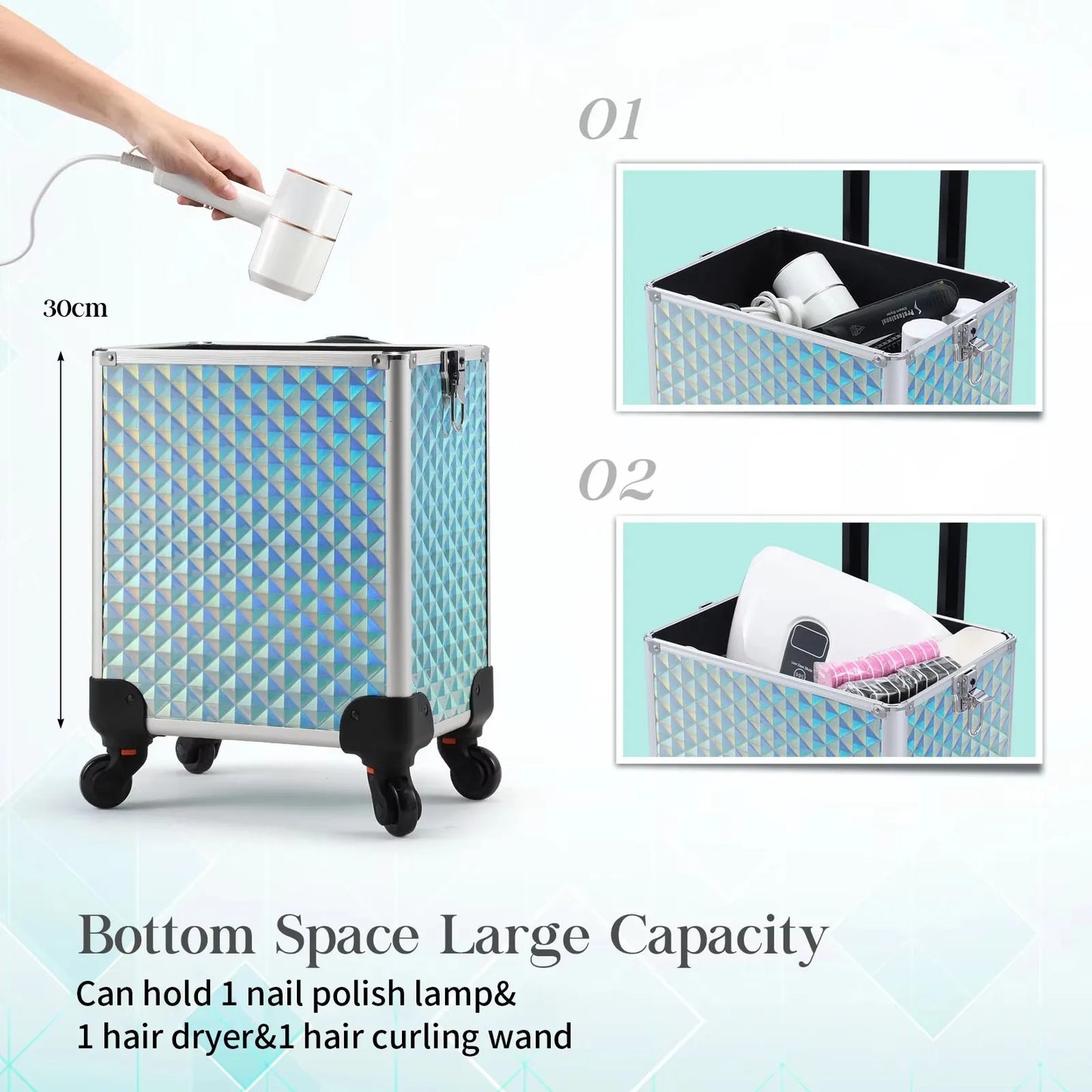 Maxulene Makeup Trolley Case 4 In 1 Alloy Rolling Salon