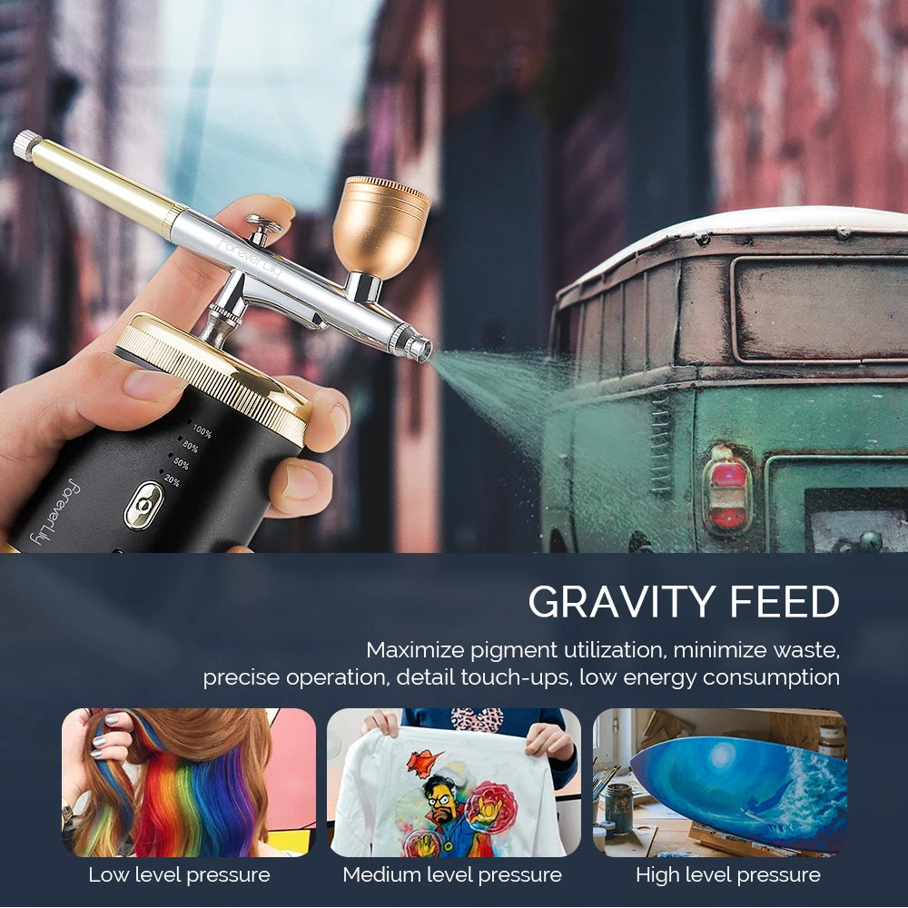 Foreverlily Portable Airbrush Kit 30Psi 3 Levels USB Nails