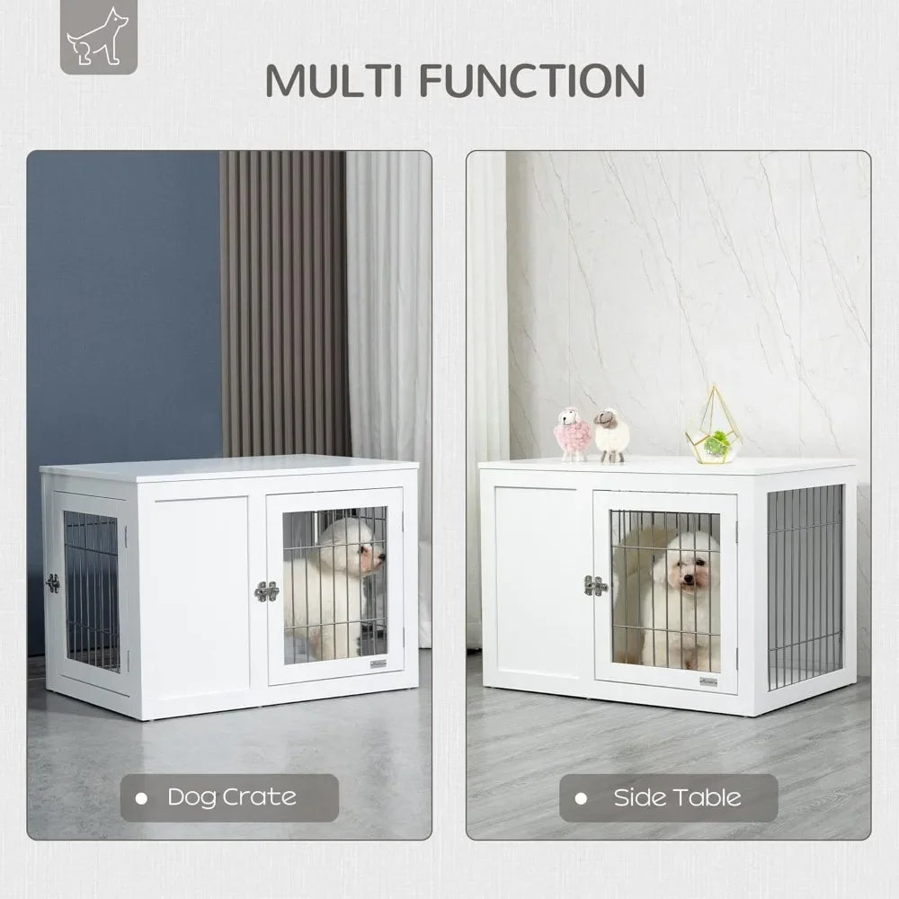 HUANZHUANG Dog Crate Furniture Wire Kennel End Table Doors