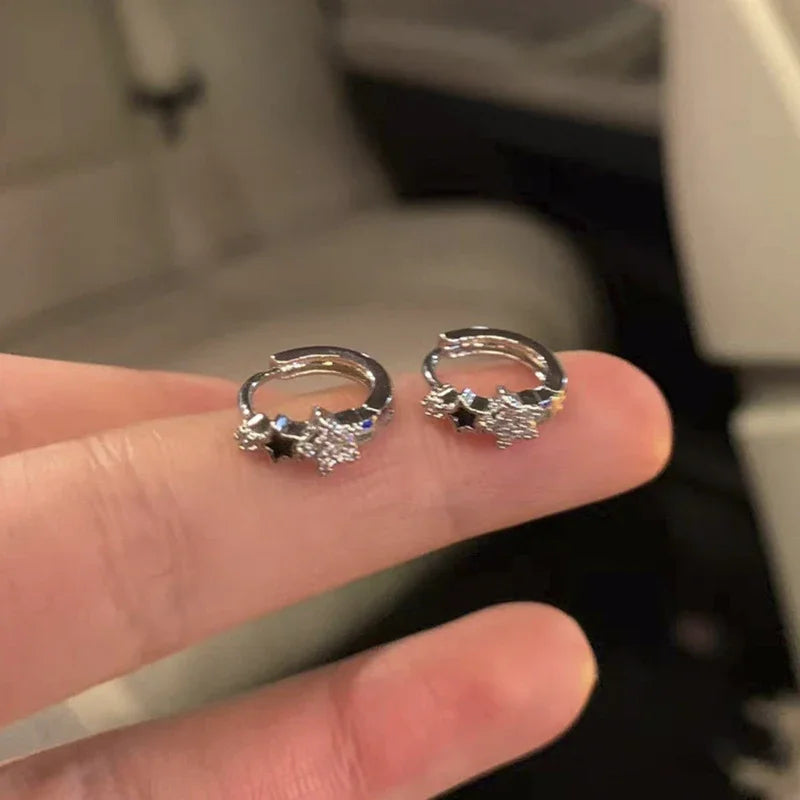 Sichuan Fashion Retro Zircon Pentagram Ear Buckle Earrings