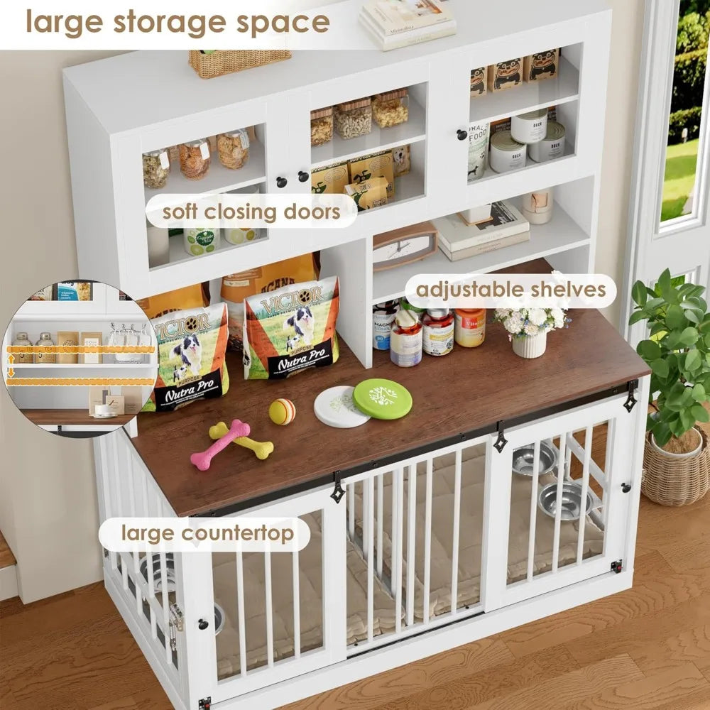 DAFIFY Dog Crate Furniture With Divider And Four Doors