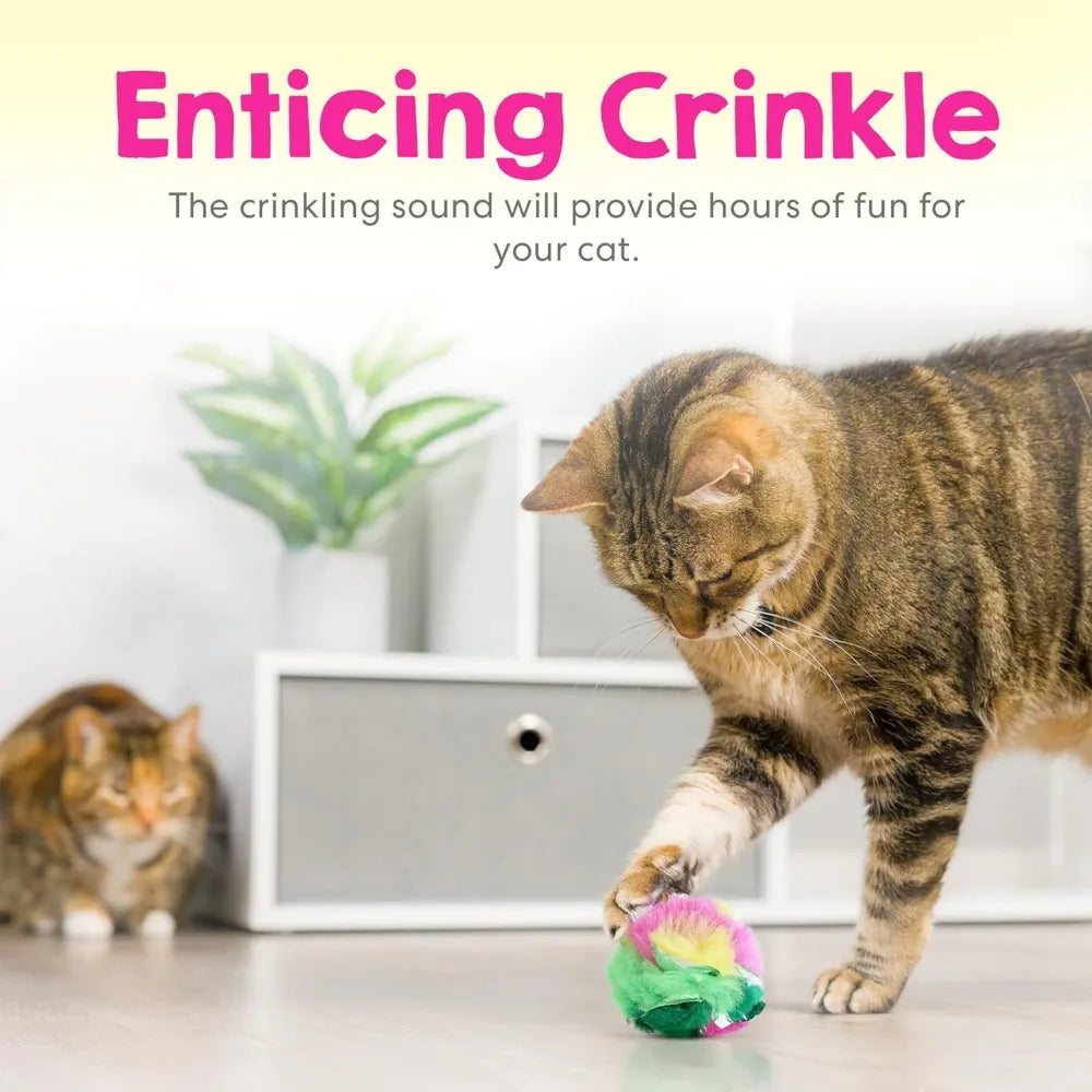 Hign-concerned Cat Crinkle Balls 24 Pack Indoor Toy Safer