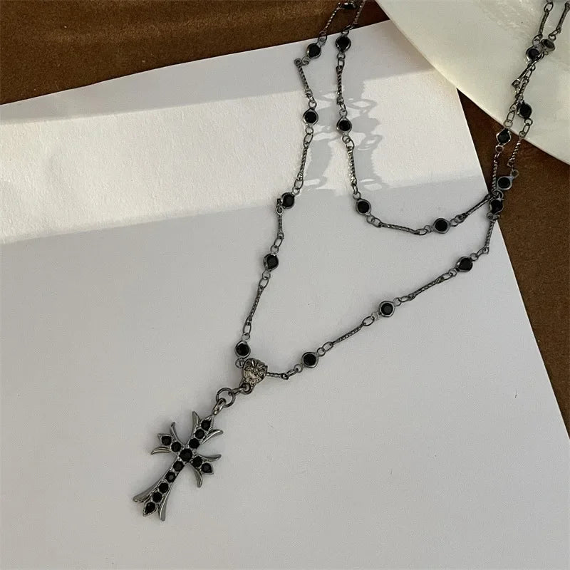 Maxbvyingcn Rhinestone Cross Jesus Pendant Necklace