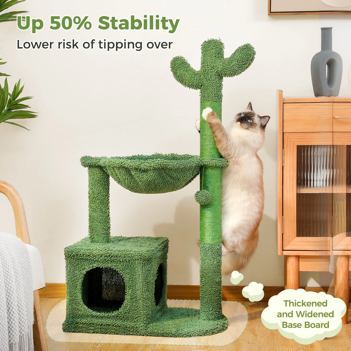 PEQULTICN Cactus Cat Tree With Condo And Hammock For Indoor