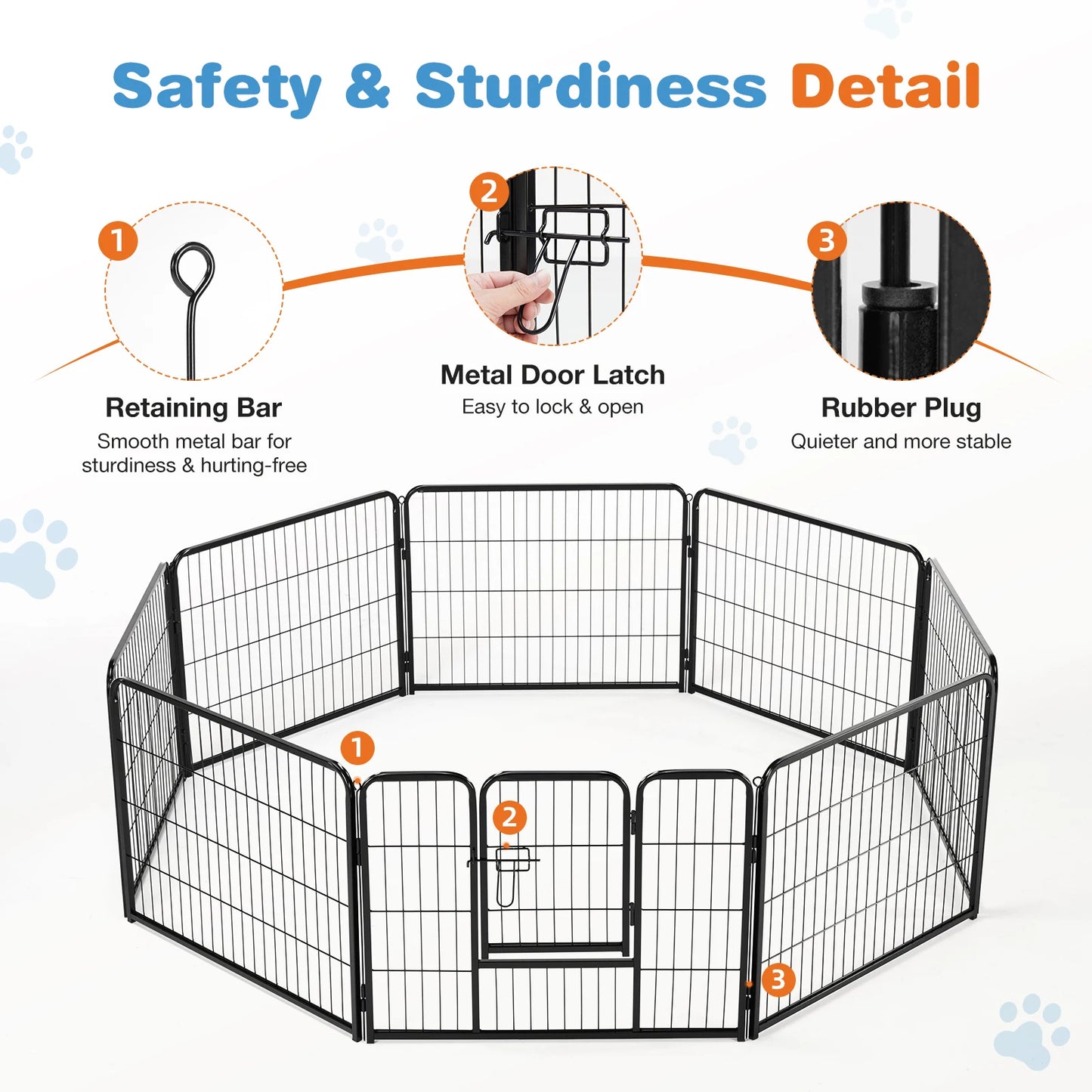 JHK Dog Playpen Indoor Outdoor Fence With Doors Heavy Duty