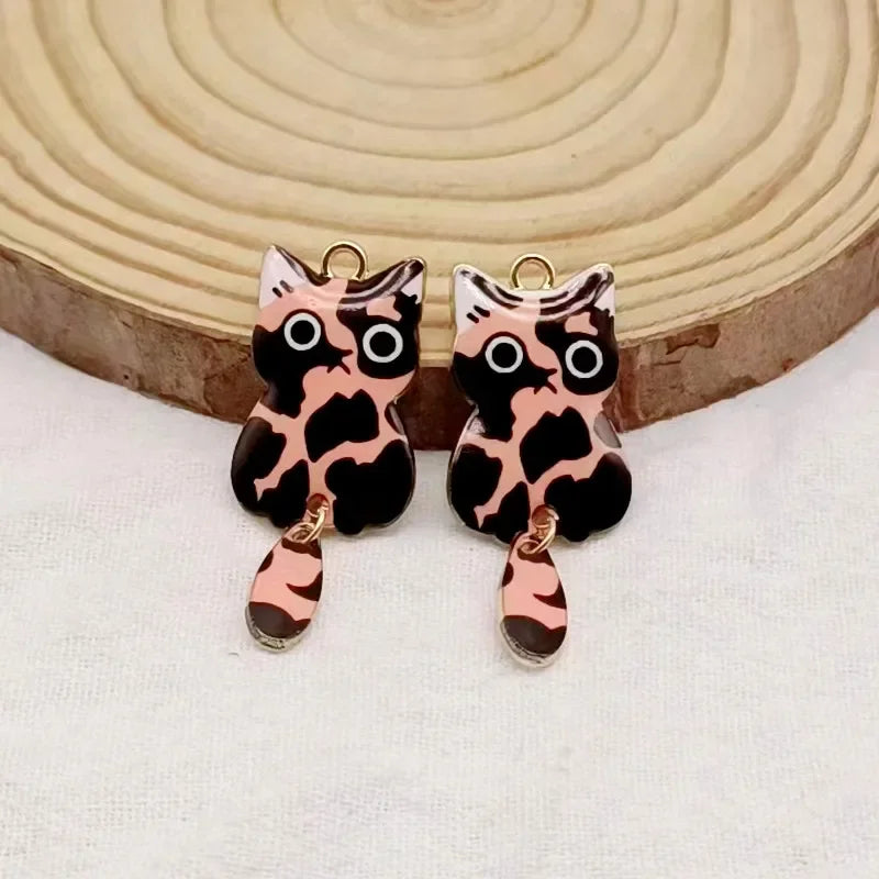 Charms Enamel Cat Charms for Jewelry Making Pendants