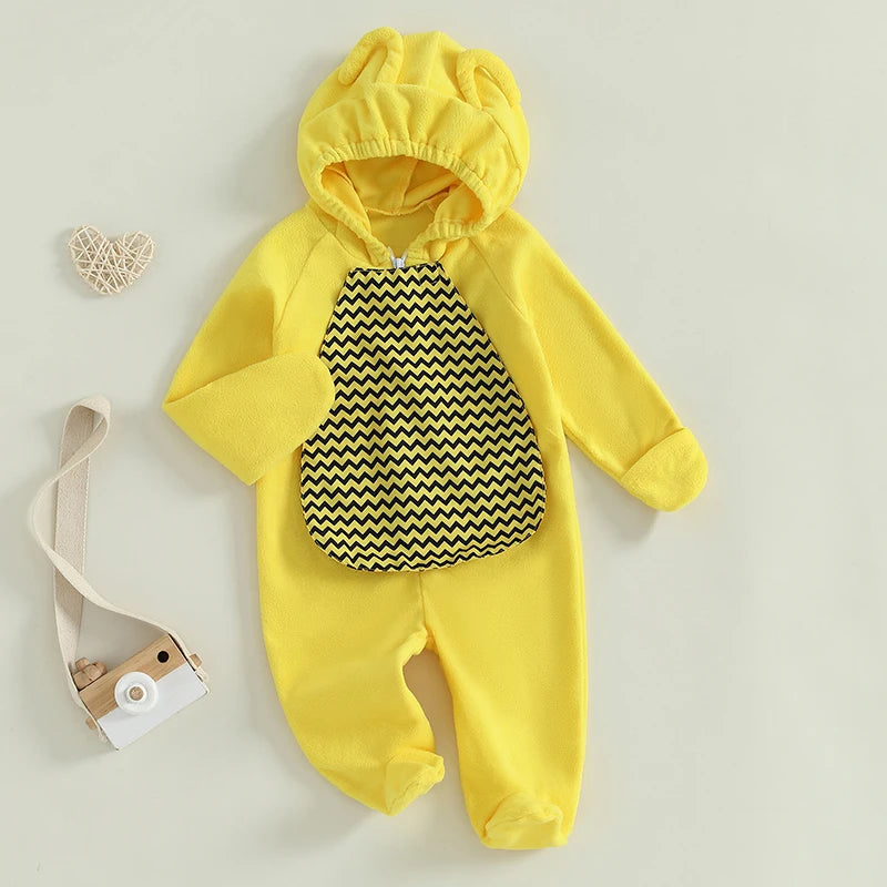 Pudcoco Baby Bee Costume Hooded Footie Jumpsuit Cosplay