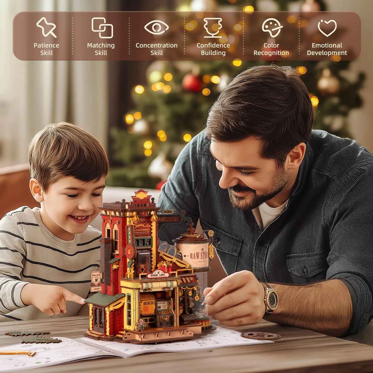 Robotime Dream Gift Factory Wooden Puzzle With Light Music