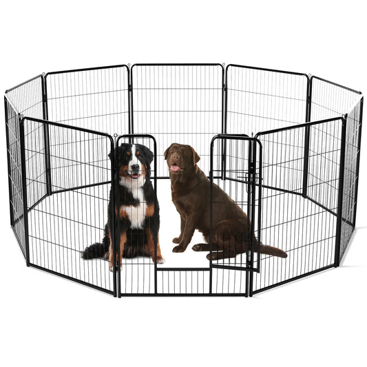 JHK Dog Playpen Indoor Outdoor Fence With Doors Heavy Duty