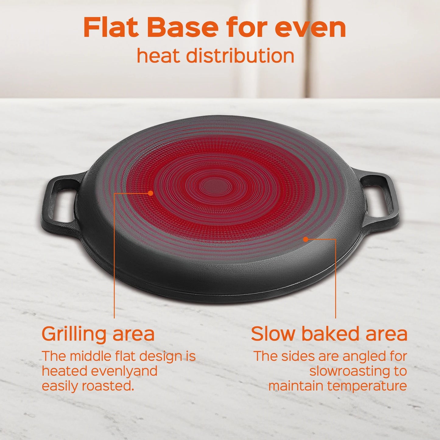 Hign Concerned Cast Iron Skillet Pre Seasoned With Dual Loop