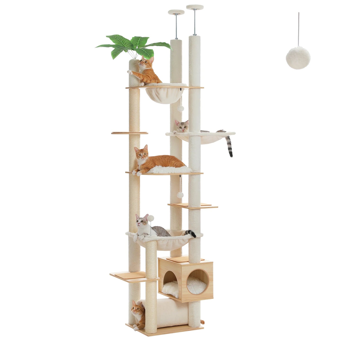 PAWZ Road Height Adjustable Wooden Cat Tree Hammock