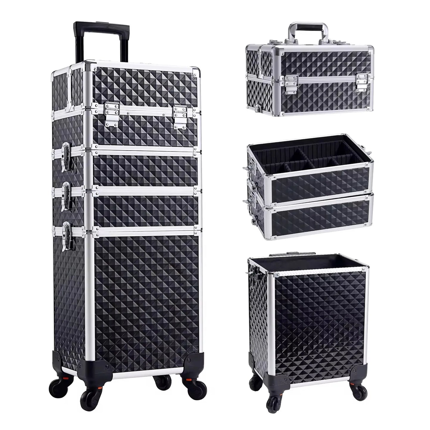 Maxulene Makeup Trolley Case 4 In 1 Alloy Rolling Salon