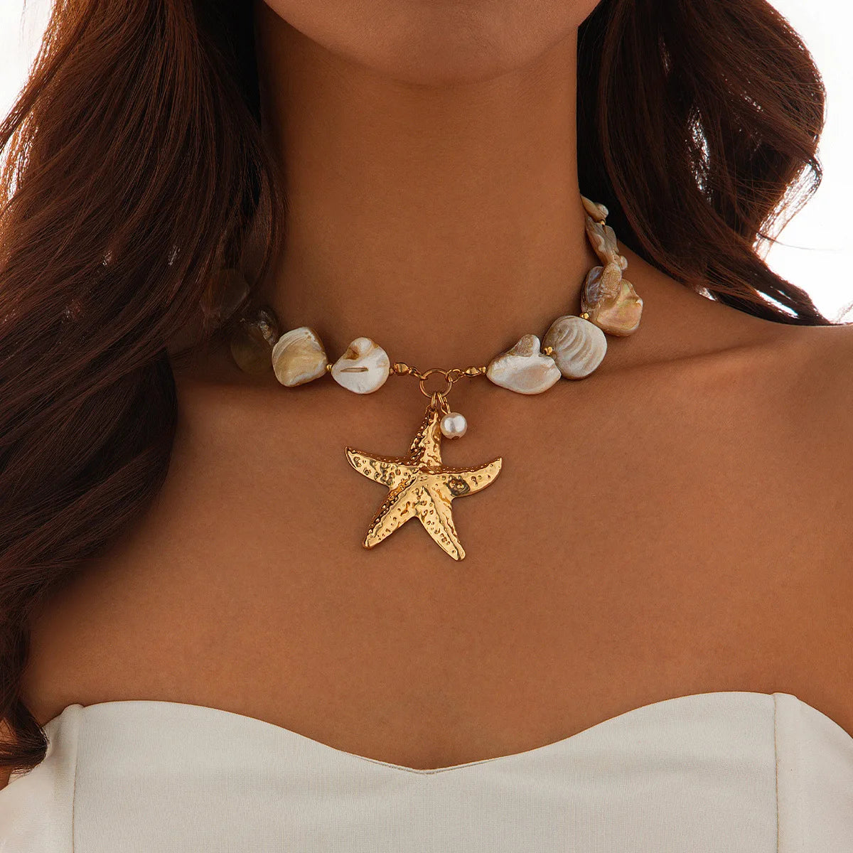 YJ WYWCN Retro Starfish Shell Pendant Necklace Women
