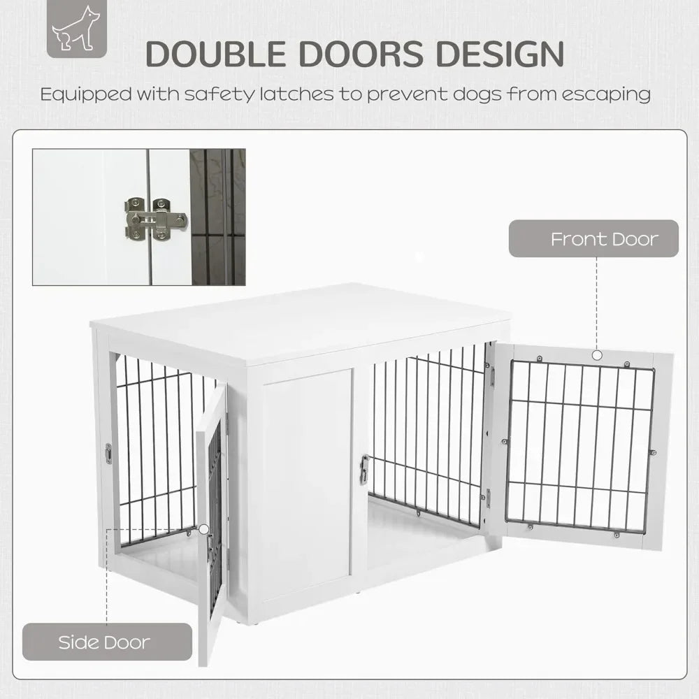 HUANZHUANG Dog Crate Furniture Wire Kennel End Table Doors