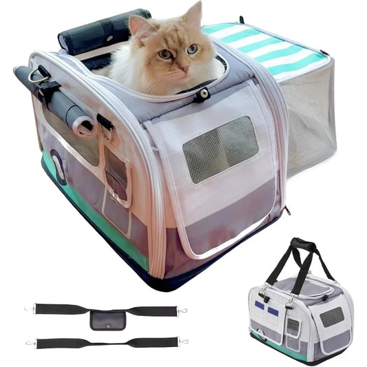 Premium SoftSided 2in1 Cat Carrier Home Hideaway Den