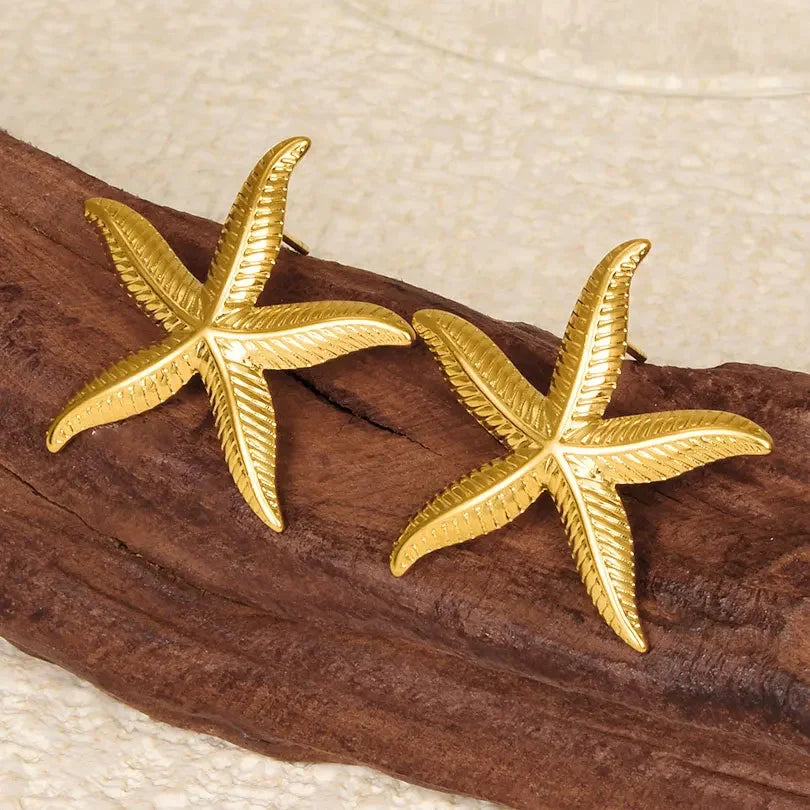 JWERCN Stainless Steel Starfish Shell Earrings For Women
