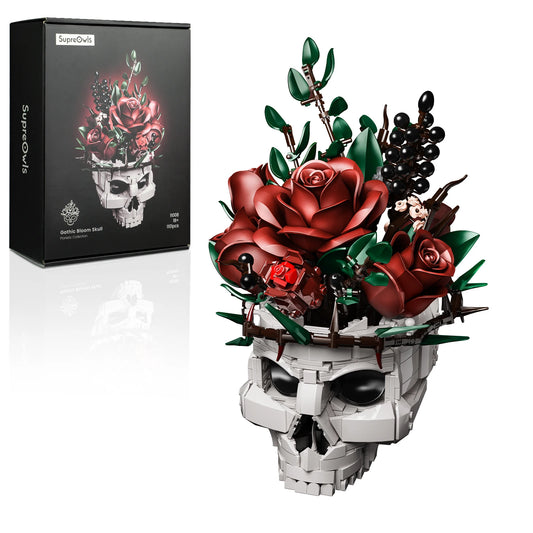 SupreOwls Skull Flowers Building Blocks Set Gothic Roses