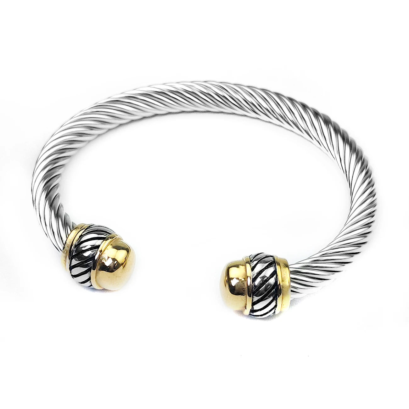 KABOLONG Stainless Steel Cable Bracelet For Women Two Tone
