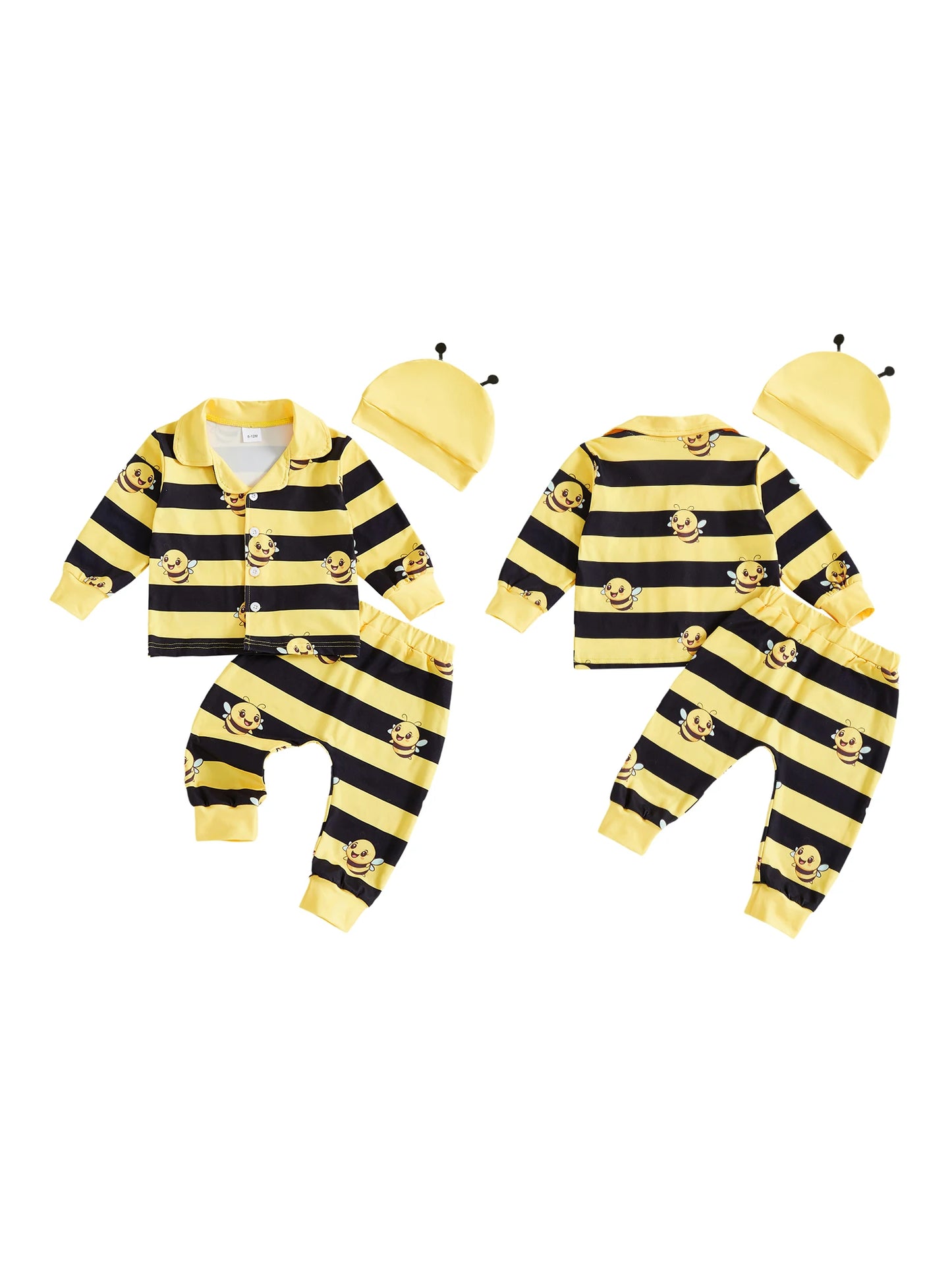 Guangdong Infant Boy Set Striped Pants Bee Print Hat