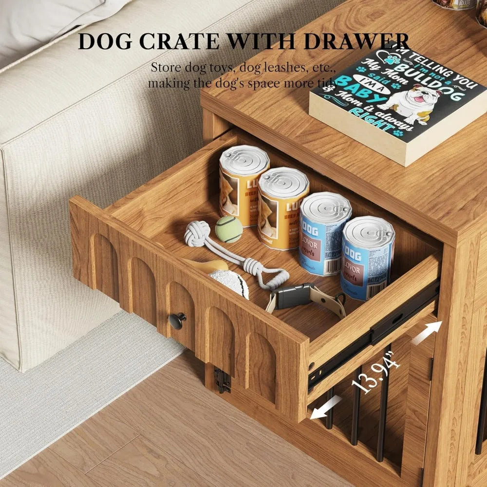 Hign-concerned Dog Crate Furniture End Table With Drawer