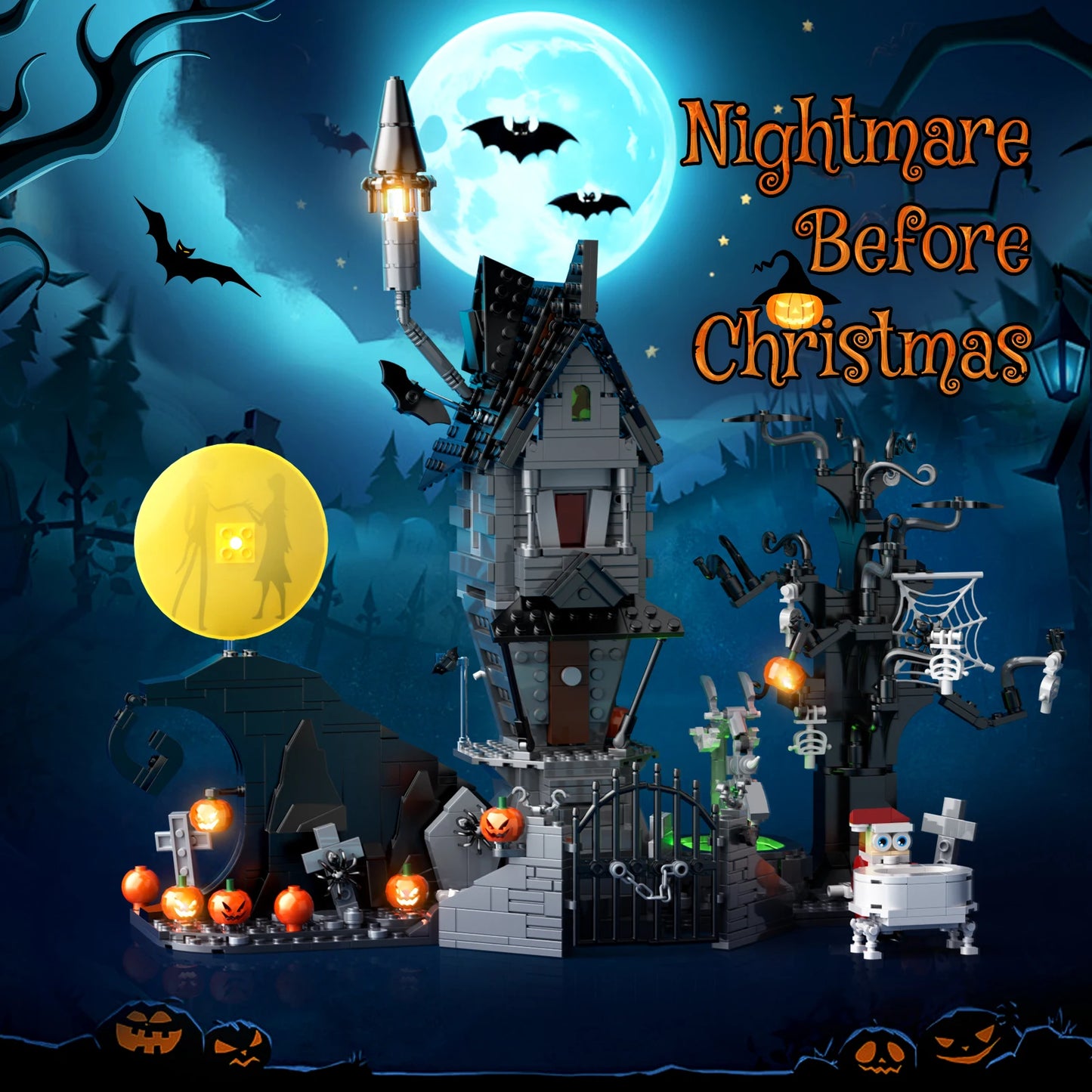 BuildMoc Nightmares Before Christmas Haunted House Blocks