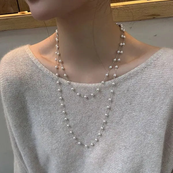 Rinhoo Pearl Tassel Necklace For Women Minimalist Jewelry
