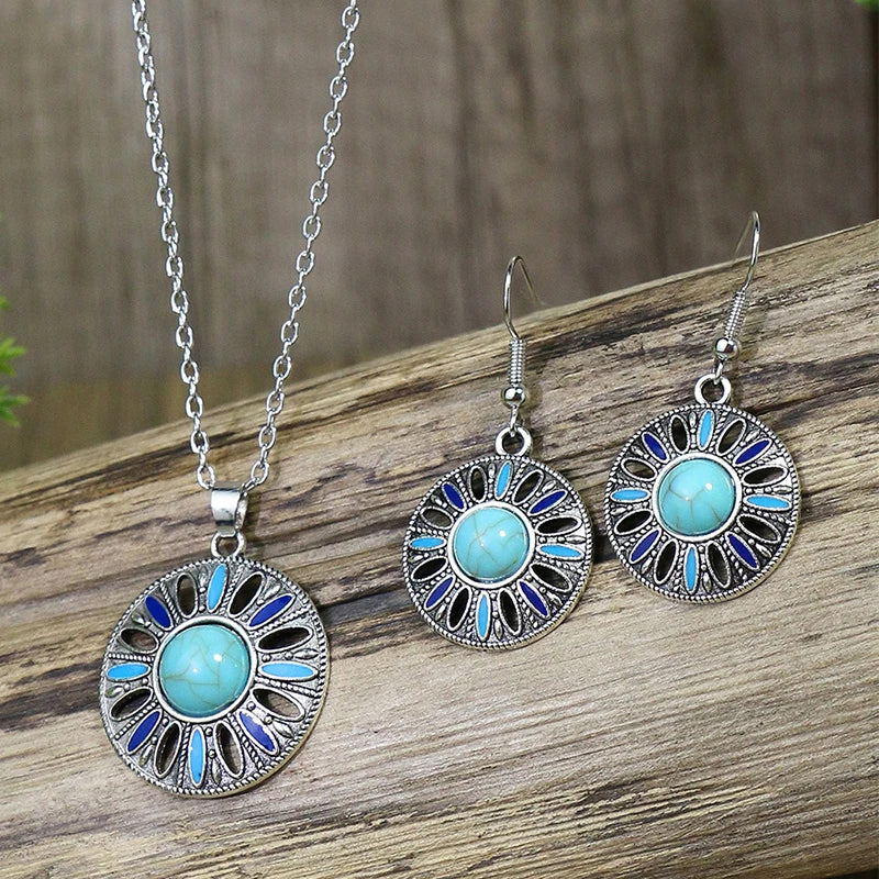 Lovbeafas Vintage Bohemian Hollow Geometric Jewelry Set