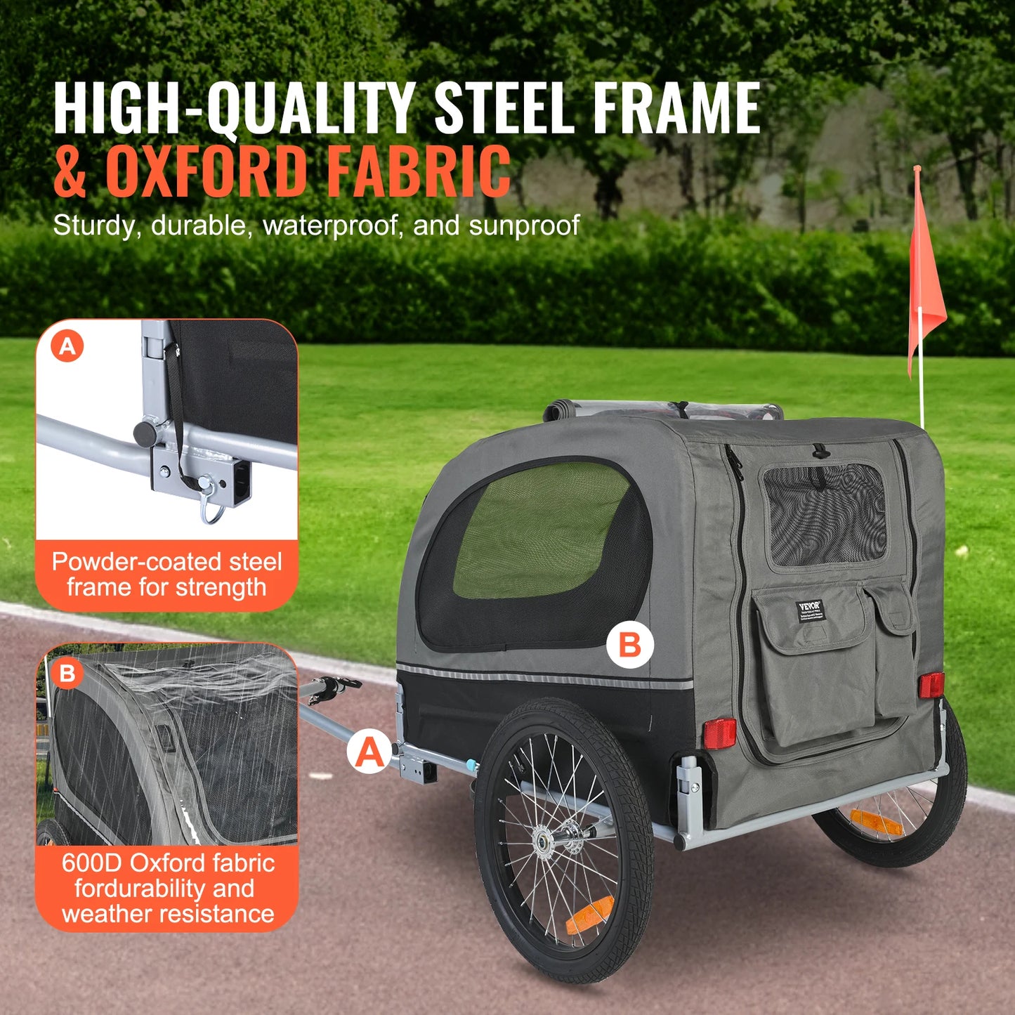 SucceBuy Dog Bike Trailer Carrier 88 Lbs Universal For Dogs