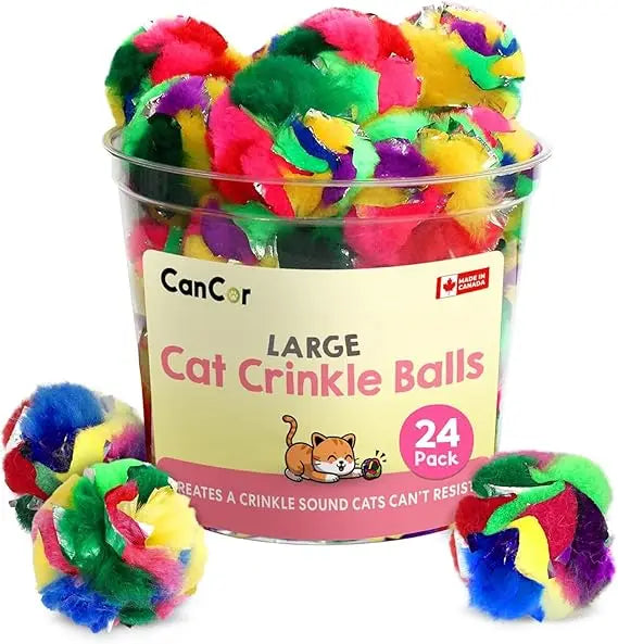 Hign-concerned Cat Crinkle Balls 24 Pack Indoor Toy Safer