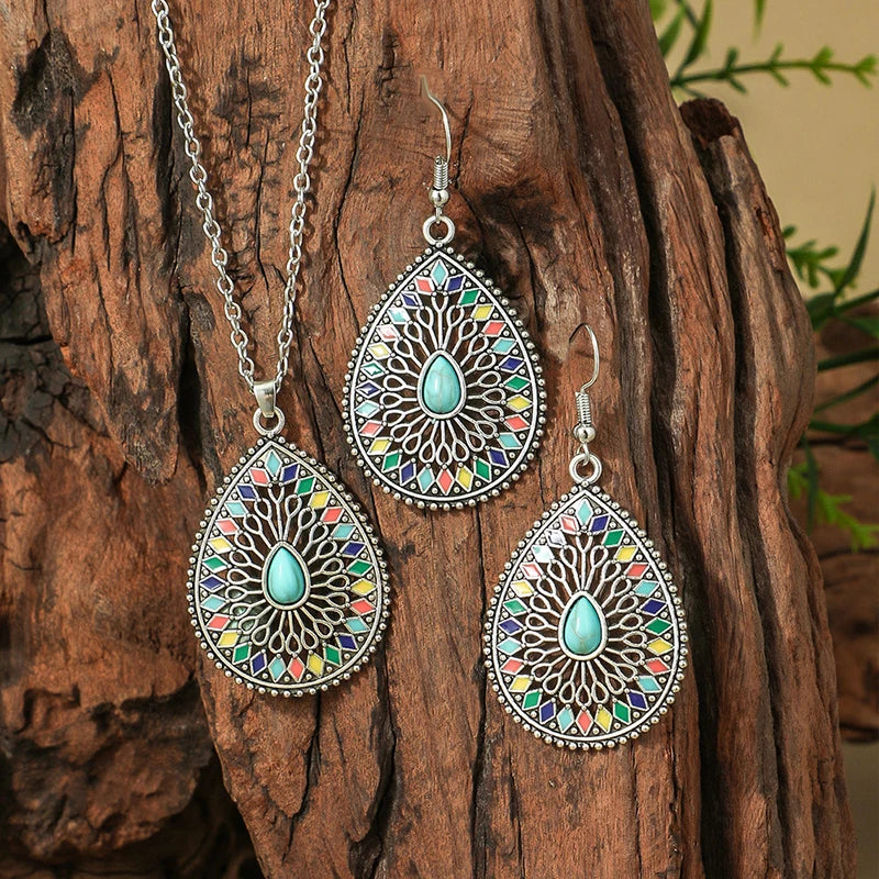 Lovbeafas Vintage Bohemian Hollow Geometric Jewelry Set