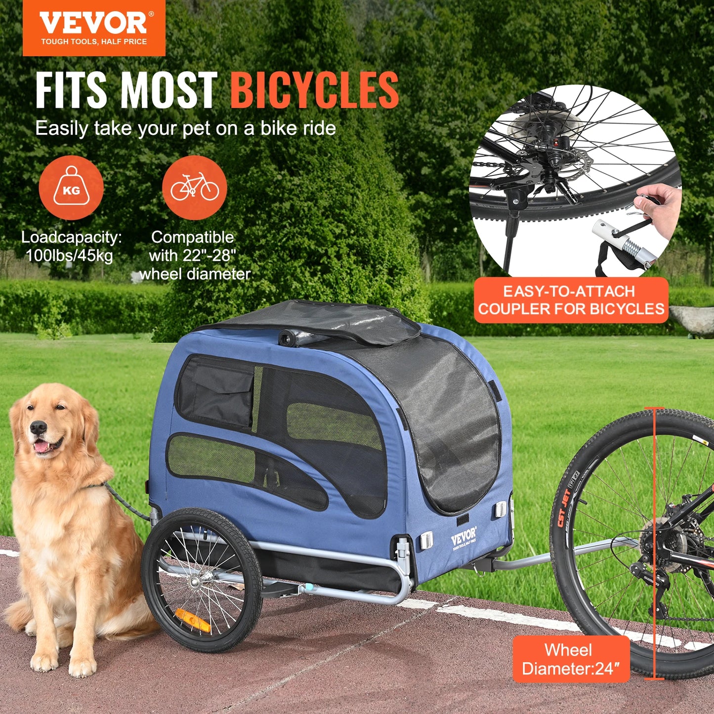 SucceBuy Pet Cart Bicycle Carrier Dog Bike Trailer