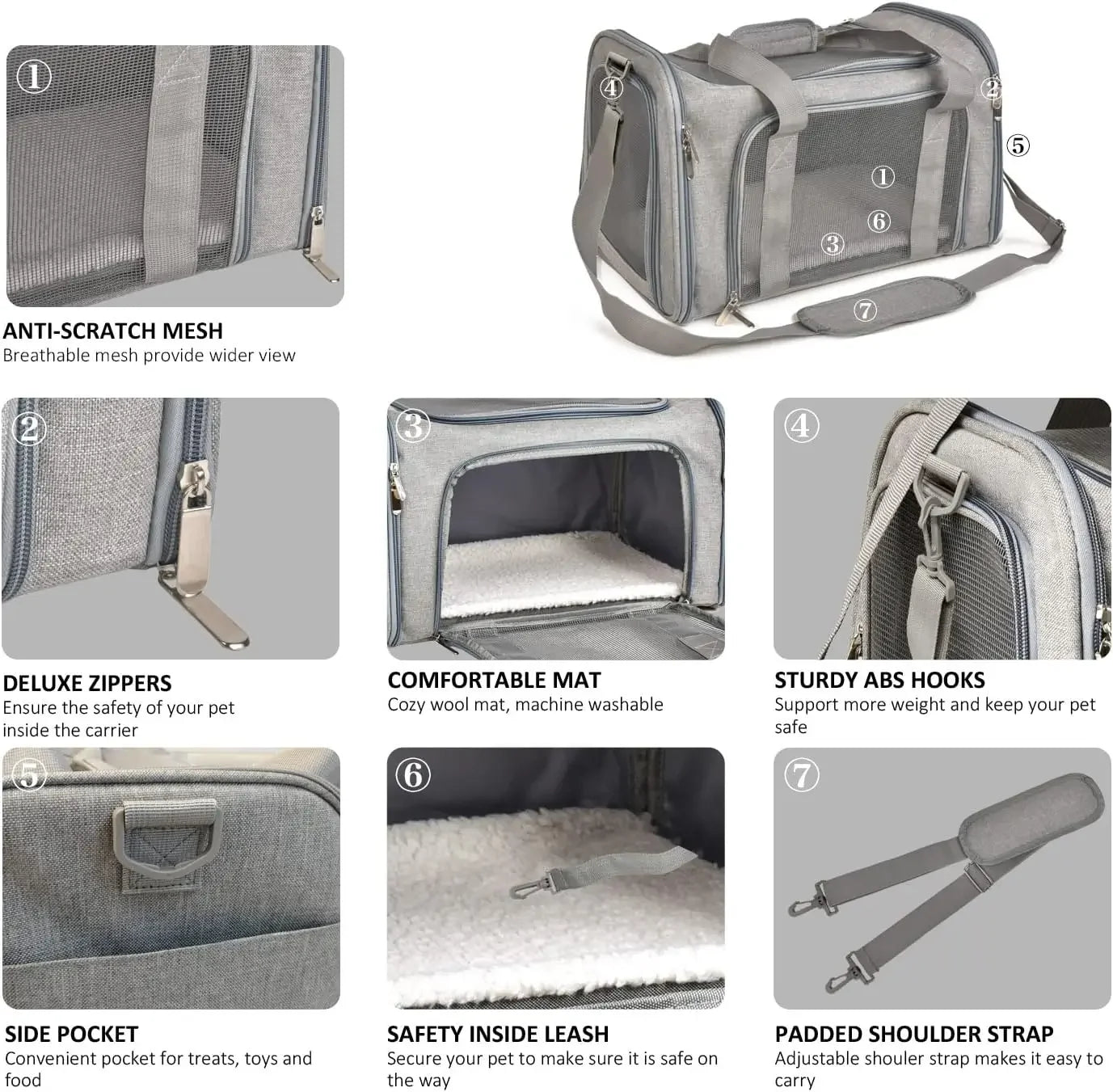 TSA Soft Pet Carrier Collapsible Waterproof For Small Pets