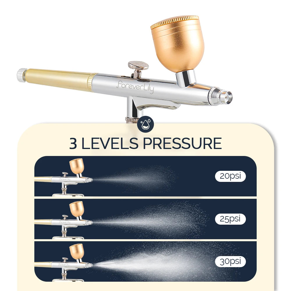 Foreverlily Portable Airbrush Kit 30Psi 3 Levels USB Nails