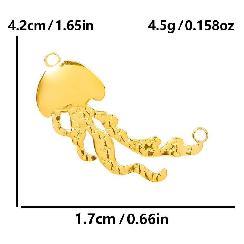 6Pcs GLOWCAT Real Gold Plated Ocean Charms Turtle Starfish