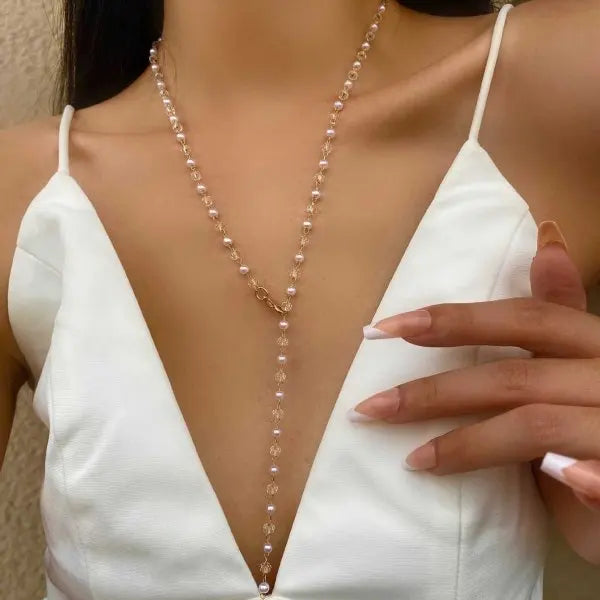 Rinhoo Pearl Tassel Necklace For Women Minimalist Jewelry