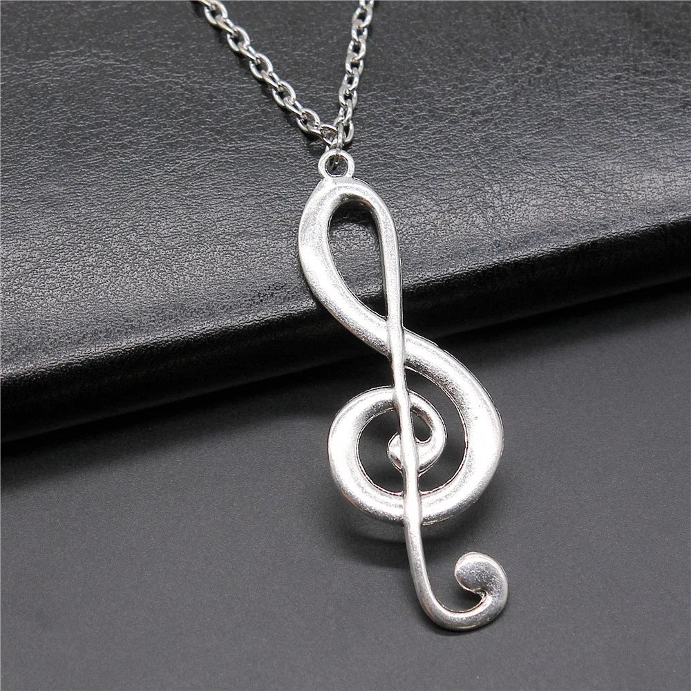 IFOCUSCN Vintage Musical Note Pendant Necklace Women Men