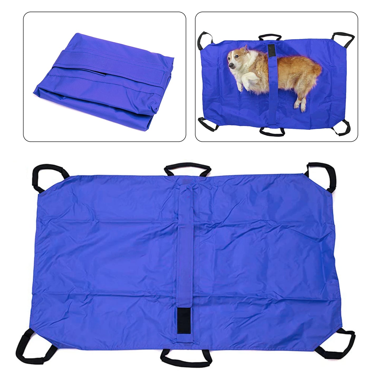 Foldable Pet Transport Stretcher With Six Handles And Safety