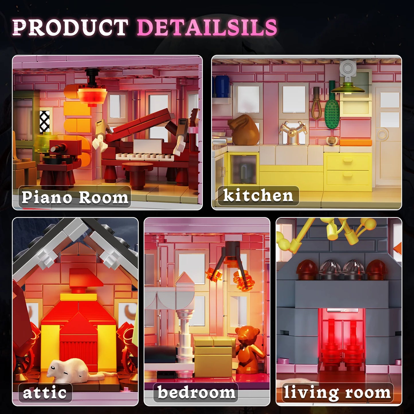 Palace Building Blocks Set With Lights Horror Haunted House